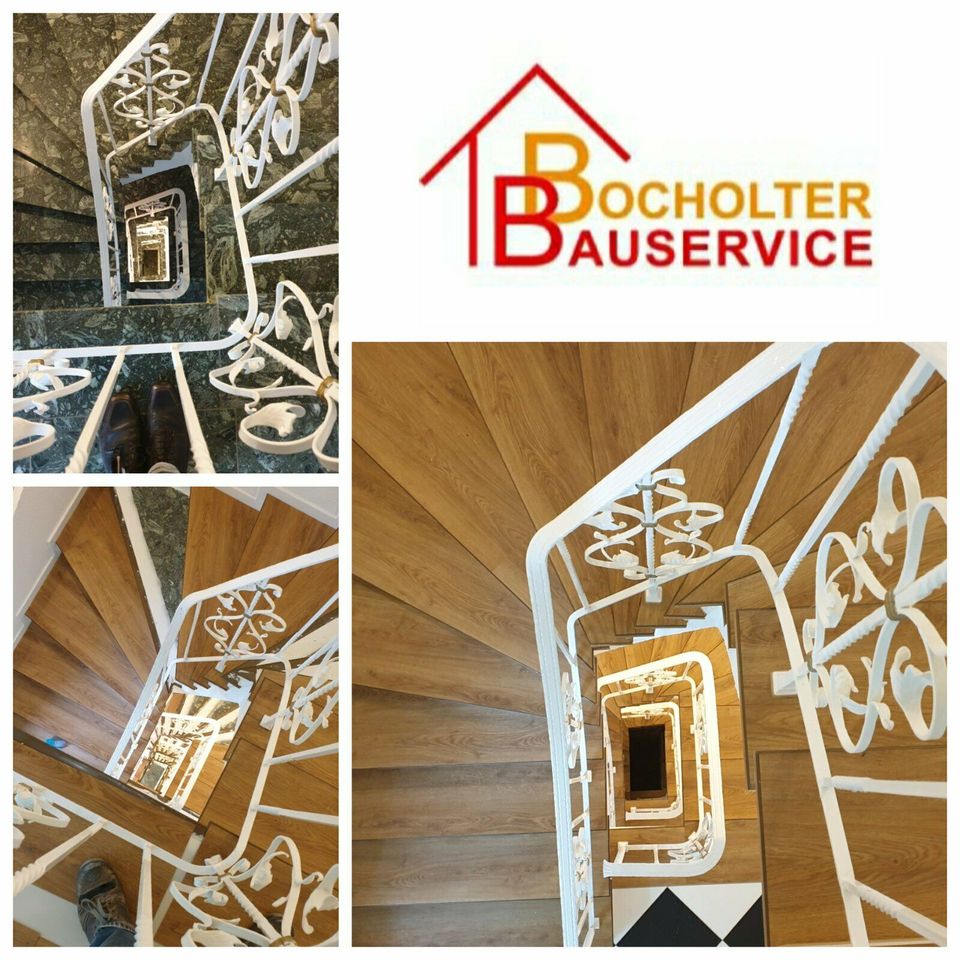 Treppensanierung, Treppenrenovierung z.B. mit Vinyl Treppe Stufen in Bocholt