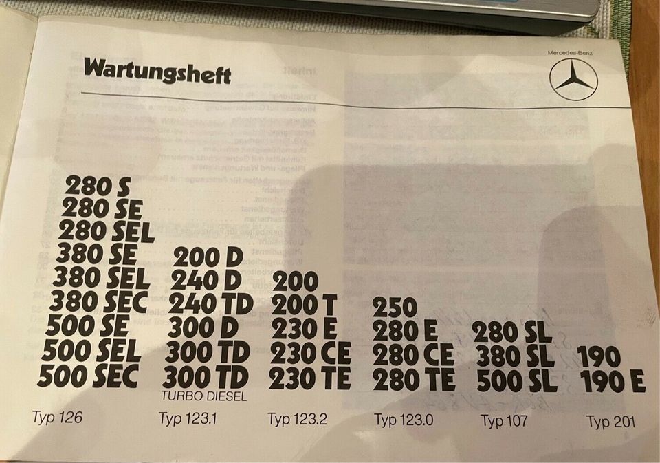 Wartungsheft Mercedes, u.a. 126,123,107,201 in Weimar