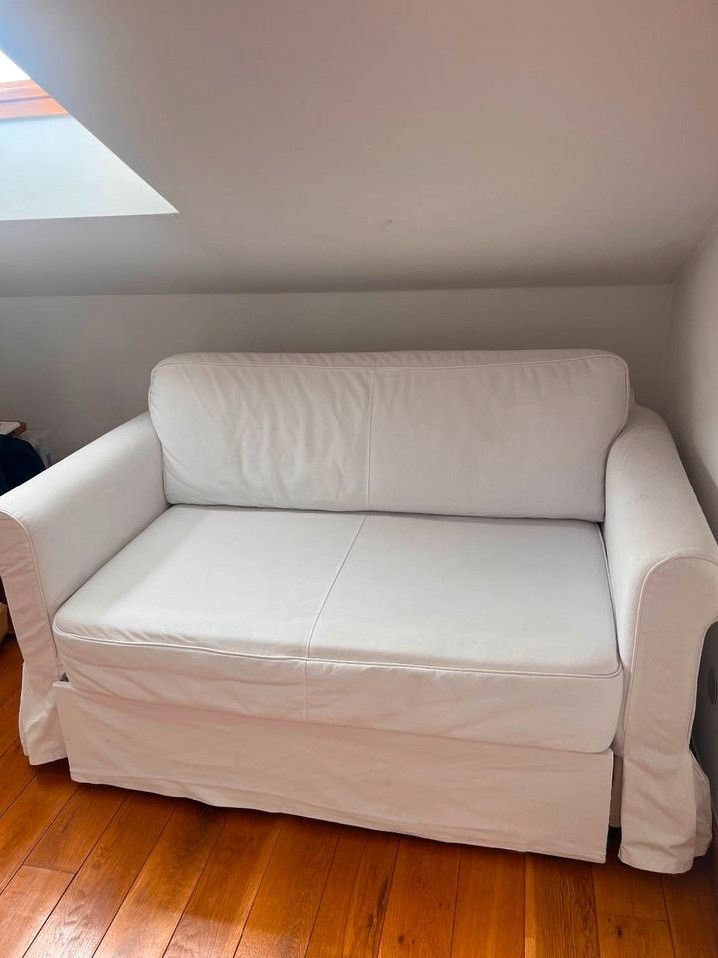 2er Sofa ausziehbar Couch Schlafcouch weiß Stoff in Bochum