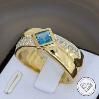 M*208156 Wert 2.450,- Brillant Blautopas Ring 585 Gold 14 KT XXYY Essen - Karnap Vorschau