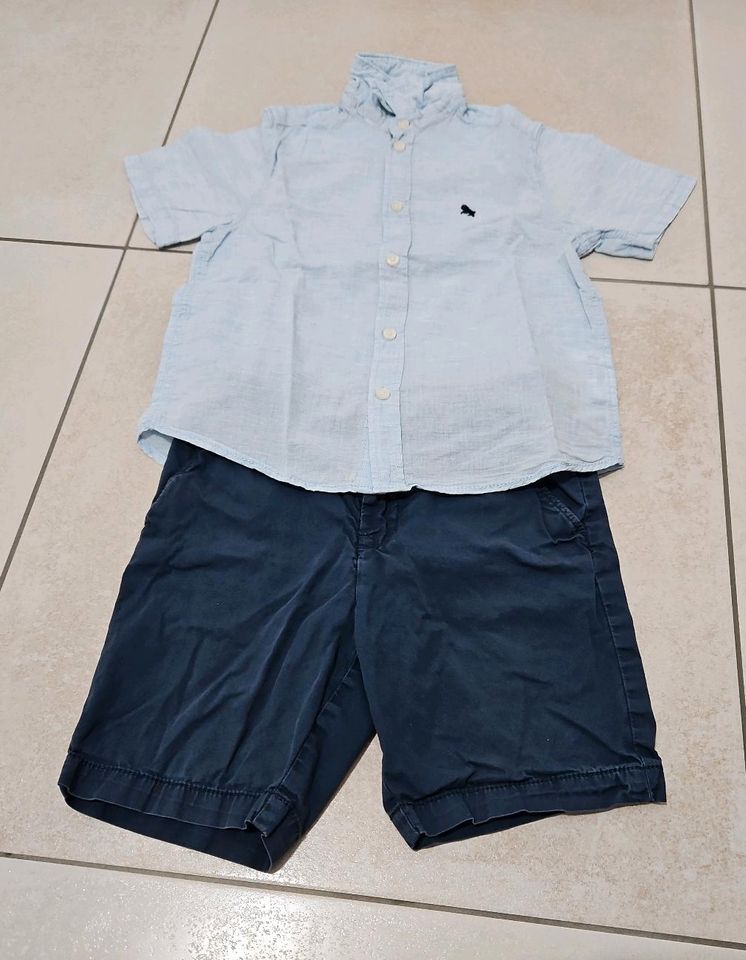 Shorts Hemd Leinen Gr. 116 H&M Jungen Set kurze Hose Hemd kurz in Altdorf