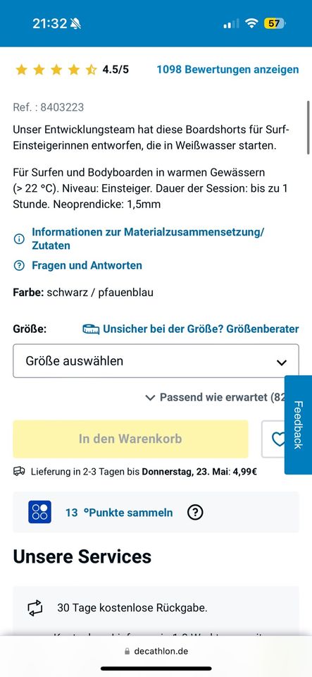 Olian Neoprenanzug M Shorty 1,5mm Surfen Tauchen in Stuttgart