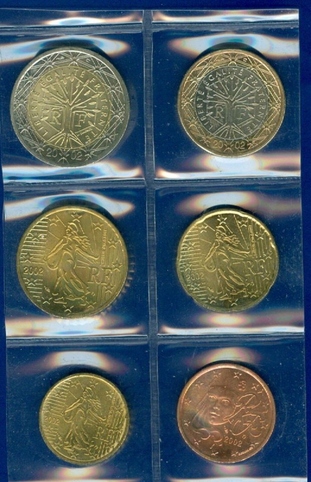 Kursmünzensatz 5 Cent – 2 Euro Frankreich 2002 in Zetel