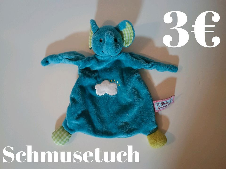 Schnuffeltuch Schmusetuch Elefant blau grün Babyspielzeug in Meldorf