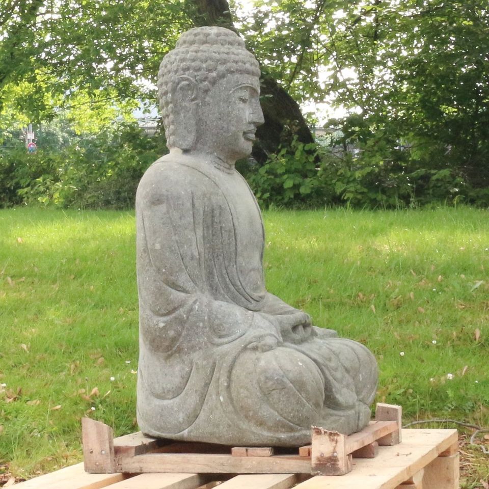 Buddha Figur sitzend Steinfigur Greenstone Massiv Japan 75 cm in Bochum