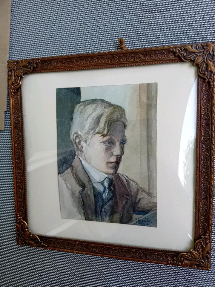 Aquarell Portrait 1914 Wilhelm Sauter Badischer Maler in Wörth am Rhein