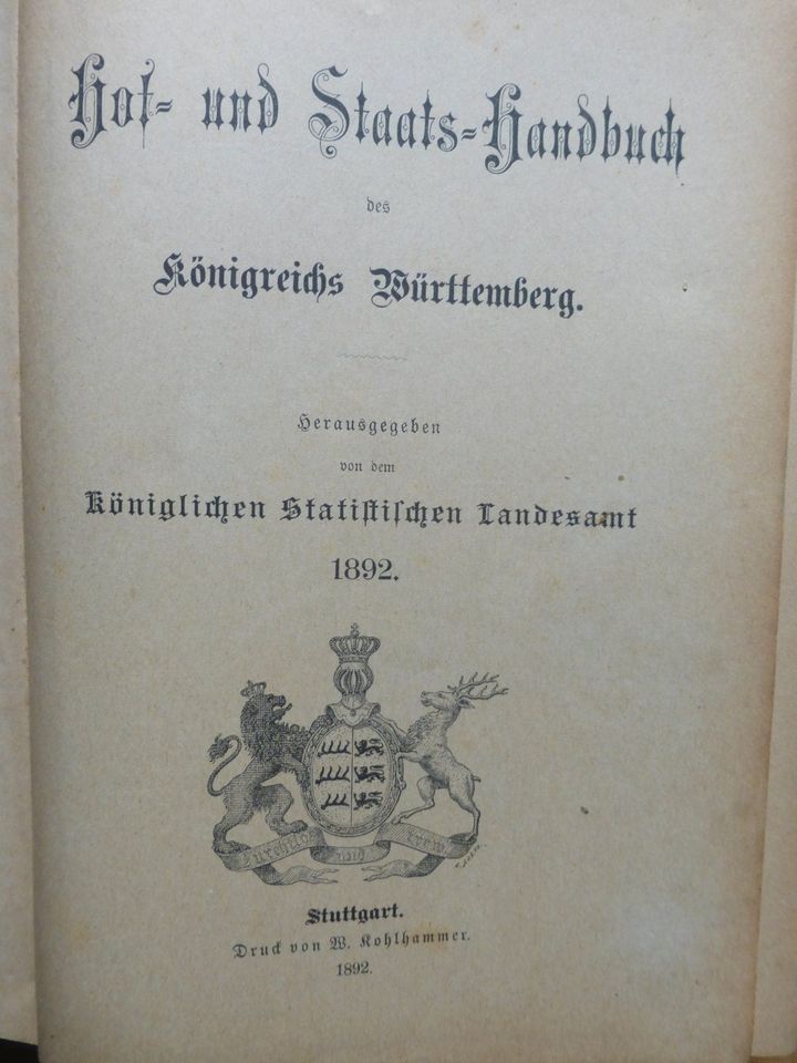 Hof- und Staatshandbuch des Königreichs Württemberg in Stuttgart