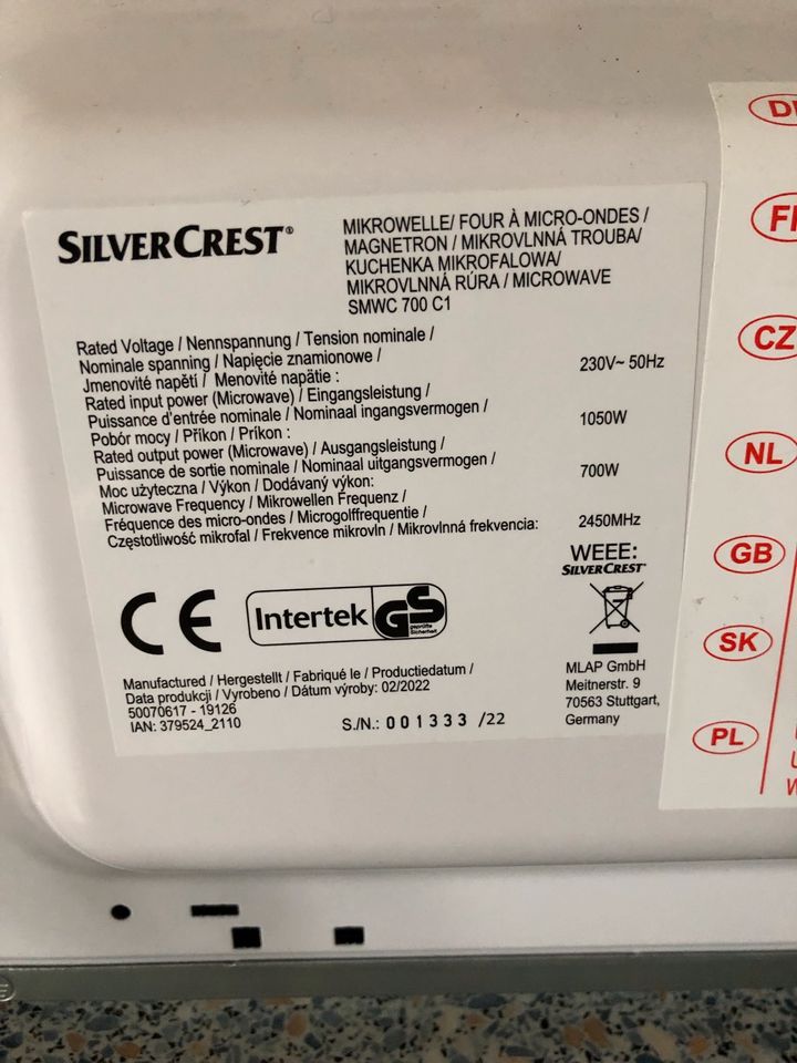 Microwelle v. SilverCrest SMWC 700 C1 in Mengerskirchen