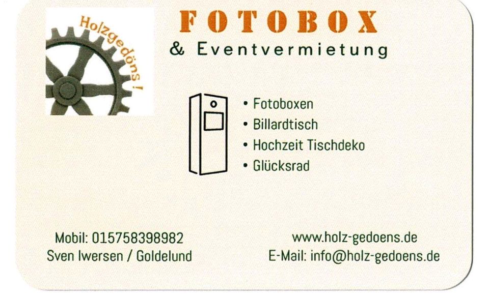 Fotobox mieten - für Hochzeiten und andere Feste in Nordhackstedt