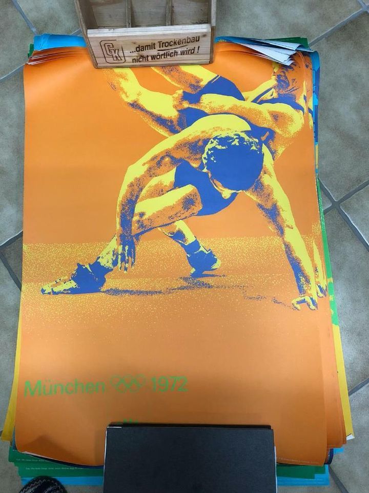 Ringen Olympiaplakat XX. Olympiade München 1972 A1 Poster in Bayerisch Gmain