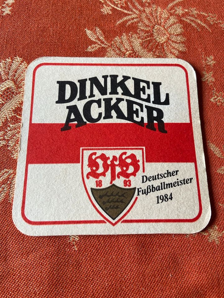 Bierdeckel Bierfilz Dinkelacker VfB 1984 in Bad Dürrheim