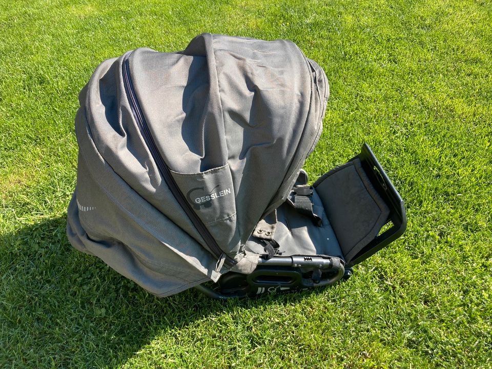 Gesslein Buggy S4 schwarz mit grauem Kinderwagenaufsatz, wie Neu in Ebensfeld