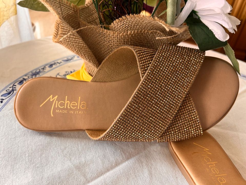 Leder Strass Pantoiletten von Michela Made in Italy in Neufahrn