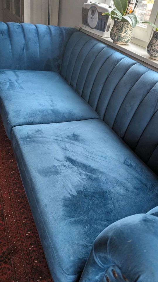 Sofa, Chesterfield, Samt, blau in Netphen