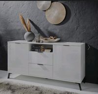 Kommode Sideboard weiß Hochglanz schwarze Details Herzogtum Lauenburg - Geesthacht Vorschau