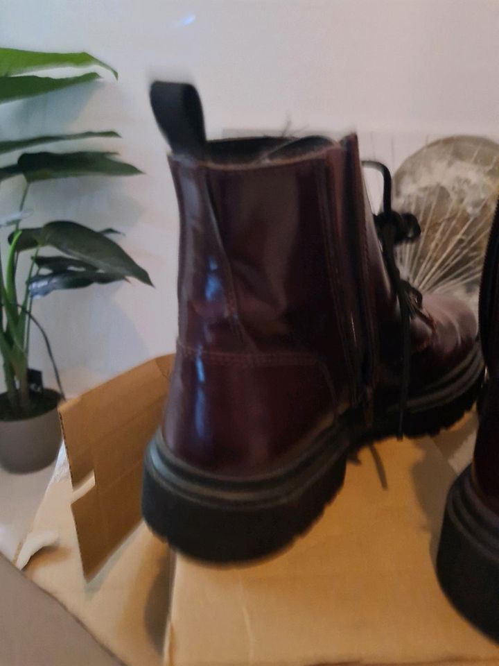 ZignLEATHER - Schnürstiefelette in bordeaux rot Gr. 45 in Stuttgart