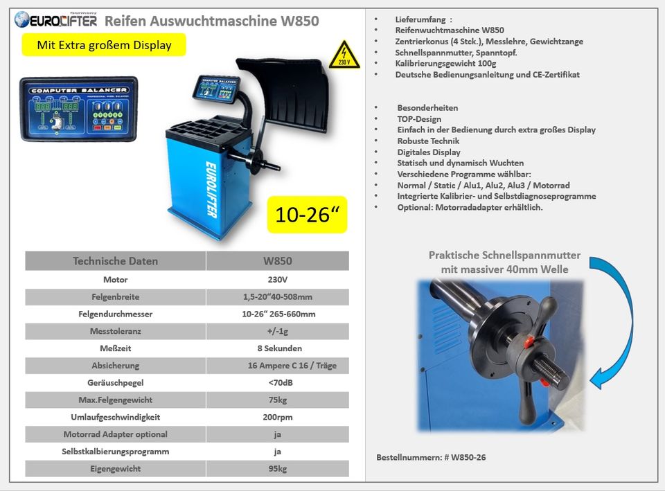 Profi Starterpaket Auswuchtmaschine und Montiermaschine in Ludwigsau