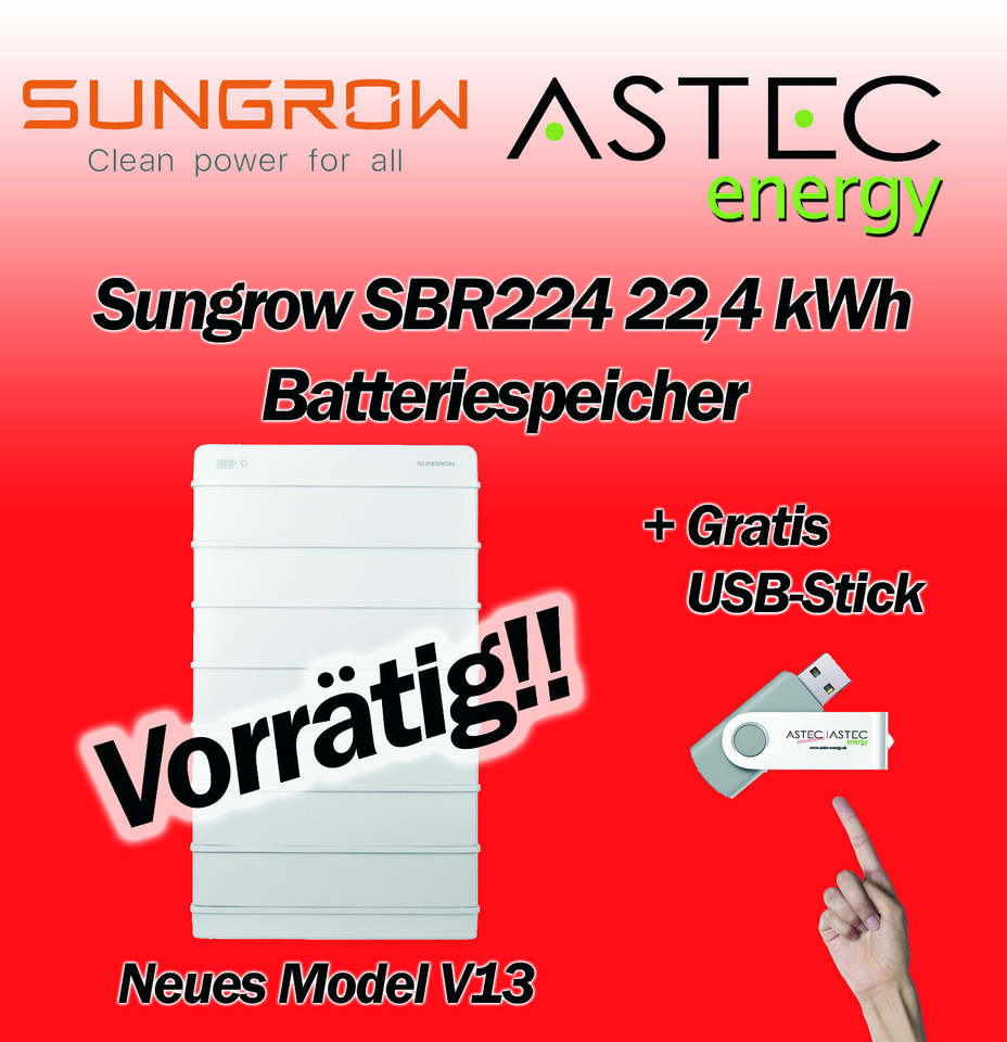 Sungrow Batteriespeicher 9,6 - 22,4kWh Batterie SBR096 - 224 V13 in Overath