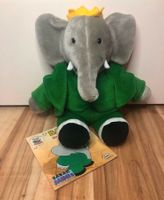 Stofftier Elefant Babar 90er grau Retro Plüsch Jacke grün Vintage Niedersachsen - Bassum Vorschau