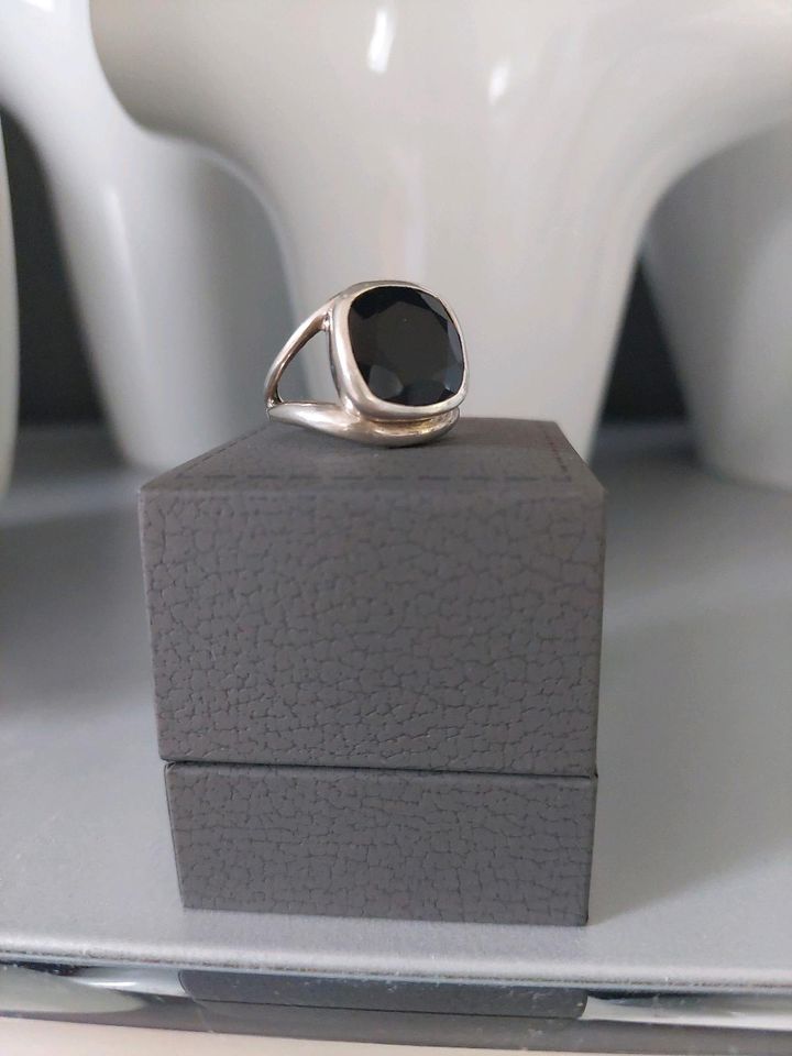 Ring 925 Silber mit schwarzem Stein Onyx in Bielefeld