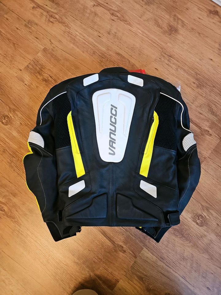 Vanucci Art XVII Lederjacke schwarz weiß neon gr48 in Runkel