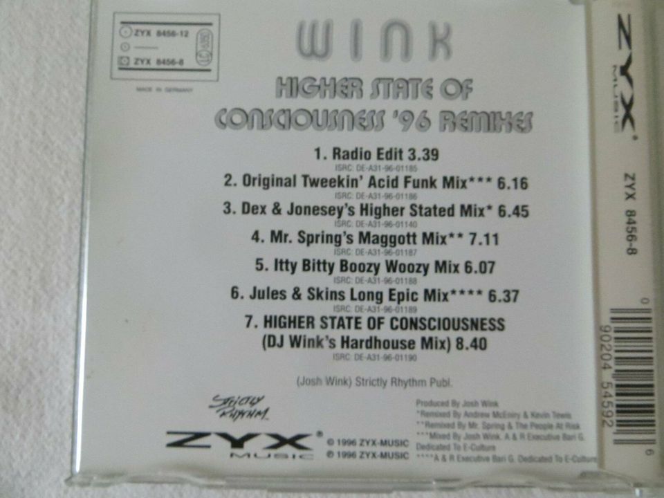 CD :WINK Higher State Of Consciousness ´96 Remixes in Welfesholz