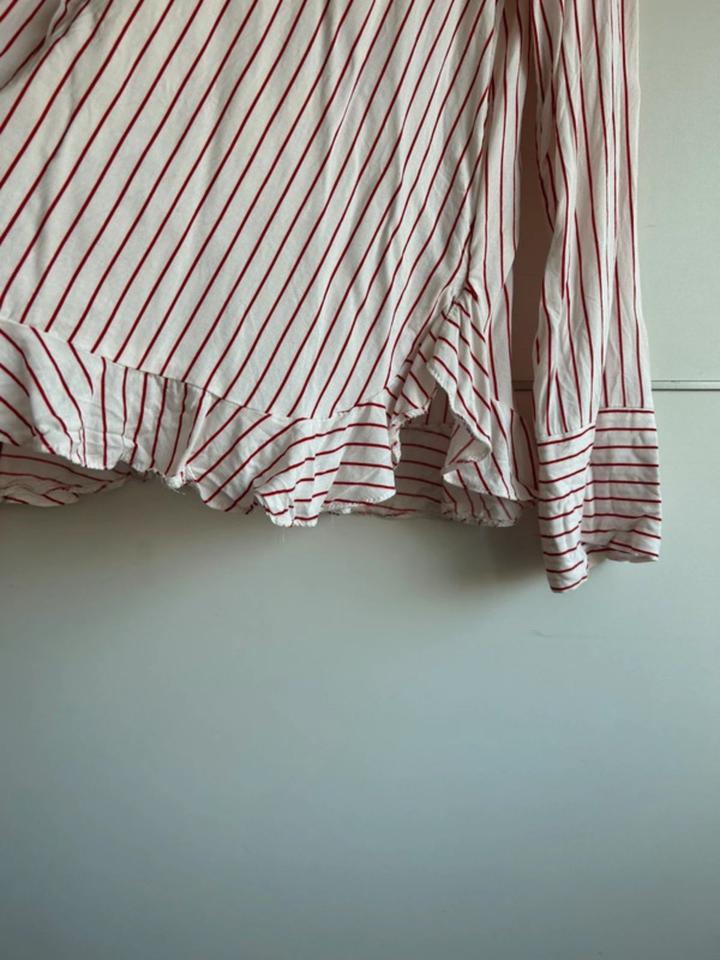 C&A clockhouse Bluse Rüschen Volant Gestreift weiß rot 38 in Herne