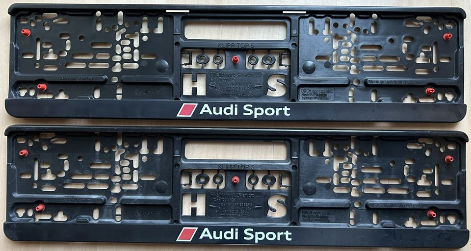 2x AUDI SPORT KENNZEICHENHALTER VERSTÄRKER NUMMERNSCHILDHALTERUNG in Bayern  - Krumbach Schwaben, Tuning & Styling Anzeigen