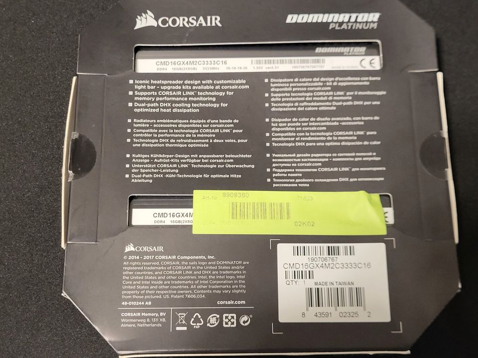 CORSAIR DOMINATOR 16GB DDR4 3333 C16 in Rittersdorf