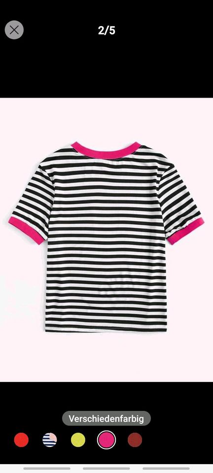 Tshirt Shein, schwarz weiss mit pink Gr S in Burghaslach