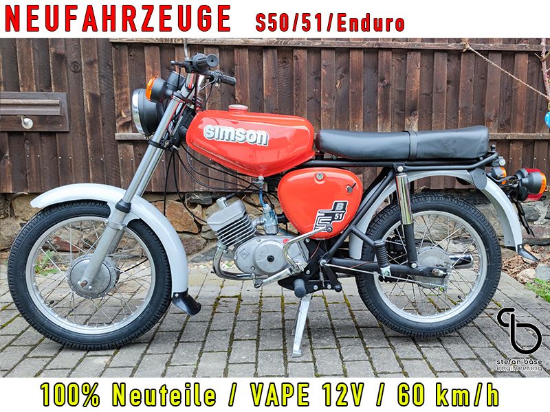 SIMSON Neufahrzeug S50 S51 Enduro - Werksneuer Motor - NEU in Schönberg