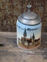 Bierkrug Gruß aus Chemnitz Sachsen Brauerei Rathaus Zinndeckel Sachsen - Hainichen Vorschau