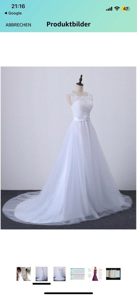 Brautkleid weiß Spitze Tüll A-Linie XS 34 Boho reinweiss in Hürth