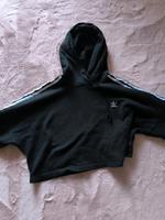Adidas Crop Pullover schwarz weiß Kaputze kurz Hessen - Weinbach Vorschau