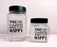 ❤️ 2 Vorratsdosen aus Glas mit Deckel / Beschriftung YOU HAPPY Nordrhein-Westfalen - Brakel Vorschau