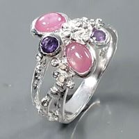 Designerring - 925er Silber- 14ct Gold- helle Rubine+ Amethyst 18 Nordrhein-Westfalen - Nettersheim Vorschau