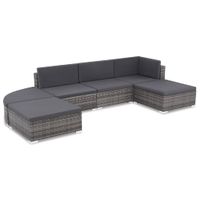 6-tlg. Garten-Lounge-Set mit Auflagen Poly Rattan Grau Sofa Bayern - Bad Kissingen Vorschau