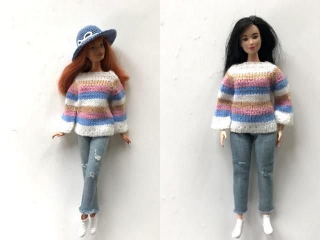 Barbie Curvy Kleidung,3St-Pullover.Neu.Handarbeit in Bad Nauheim