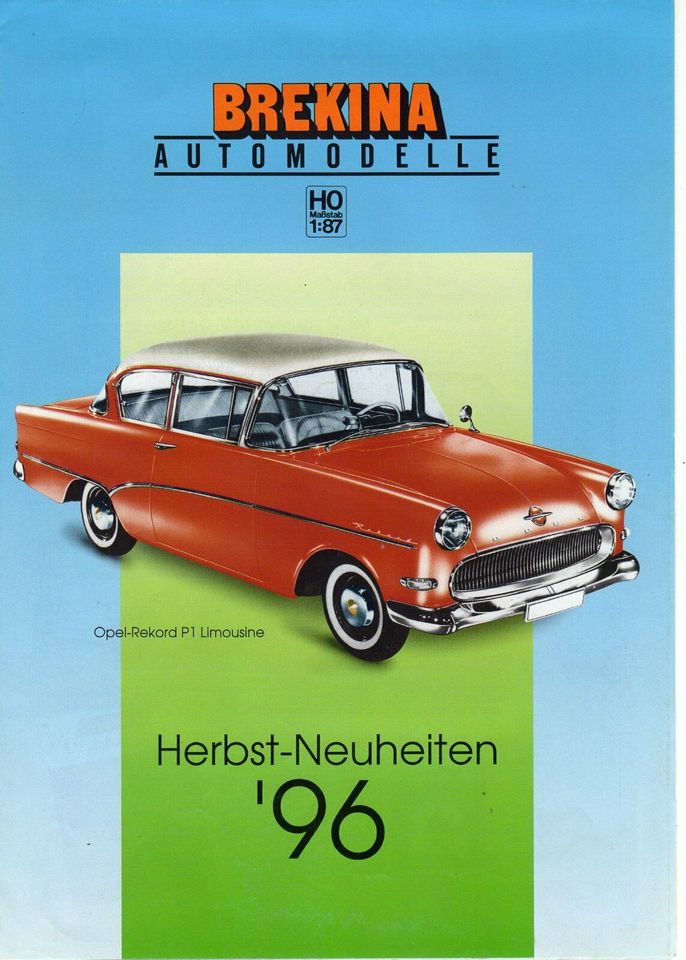 Brekina Automodelle HO 1:87 Prospekt Herbstneuheiten 1996 in Stutzenklinge