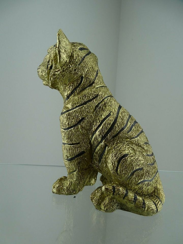 Tiger Tigerbaby Gold Figur Polyresin Dekoration 2fach sortiert in Wiesbaden