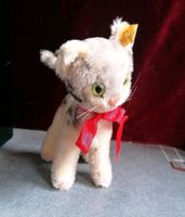 60er Jahre Vintage Steiff Stofftier Katze stehend 17 cm grau Mitte - Tiergarten Vorschau