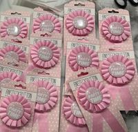 Party time Button rosa Satin Gender Baby shower Gastgeschenke Nordrhein-Westfalen - Castrop-Rauxel Vorschau