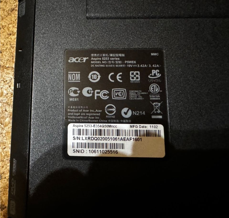 Acer Aspire 5253 Laptop funktionionsfähig in Ebensfeld