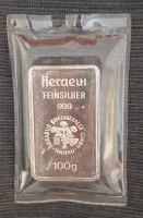 Heraeus Feinsilber Silber Barren 999 Silber 100 Gramm verpackt ! Niedersachsen - Hoya Vorschau