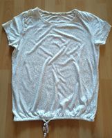 GINA T-Shirt Gr. 42/44 (L) weiß-grau m. Bindeband im Saum Nordrhein-Westfalen - Hilchenbach Vorschau