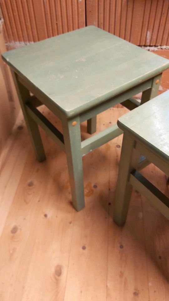 Hocker Holz Beistelltisch Nachttisch grün von Ikea stabil in Krauschwitz