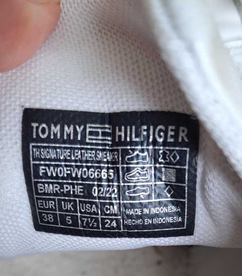 Tommy Hilfiger Damen Th Signature Leder Sneaker 38 weiß Cupsole in Nordhorn