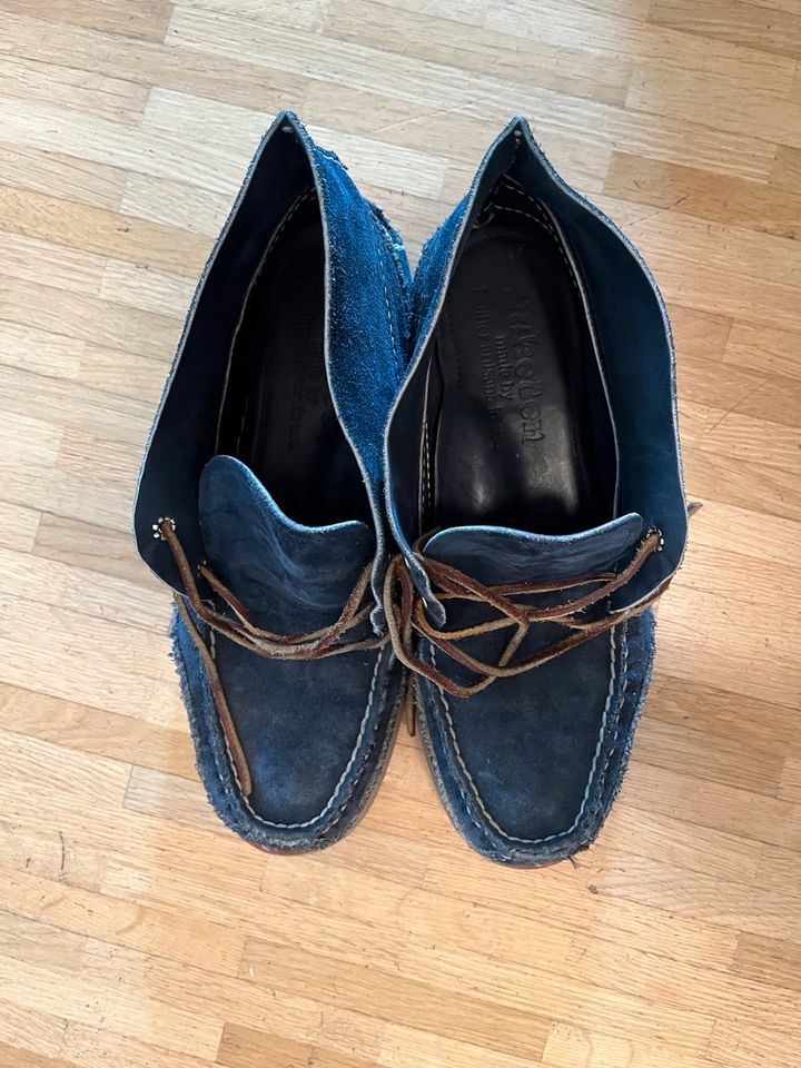 Yuketen Maine Mocs Gr. 45, Blue-Suede, Vibram, Hand Sewn in Bochum