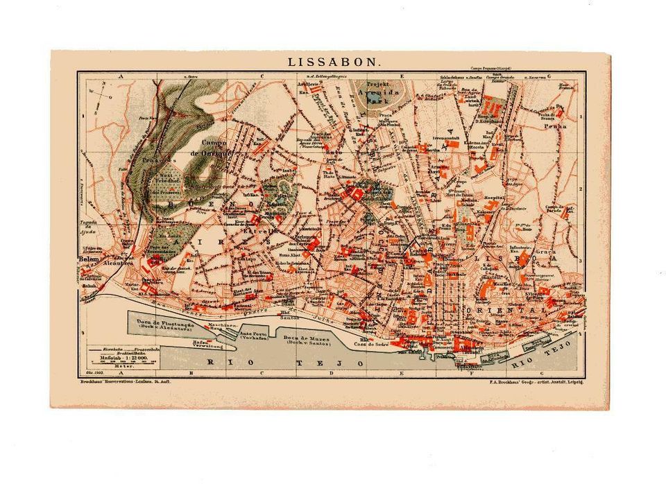 IBERISCHE HALBINSEL - PORTUGAL - LISSABON - STADTPLAN - 1902 in Berlin