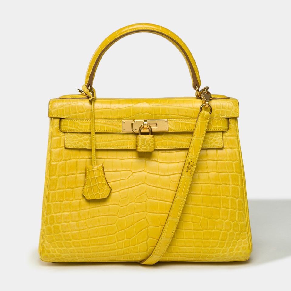 Amazing Hermès Kelly 28 in Jaune Mimosa Crocodile, GHW in München